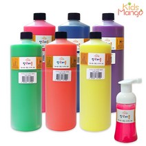 망고버블 거품물감 리필형 1000ml 형광6색 핑거페인팅물감/망고버블물감/촉감놀이/오감놀이/유아물감/키즈망고, 망고버블 리필형 1000ml 형광블루 1통