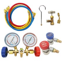 압력게이지 공압피팅 압력계 R134A 냉매 매니 폴드 게이지 공기 상태 냉동 세트 에어컨 도구 R12 R22 R404A, 03 Set 3