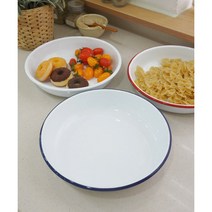 법랑 원형 파스타 볼 (3color) 홈카페 접시, 화이트