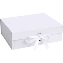 자석싸바리박스 싸바리박스 박스케이터링 뚜껑이 있는 선물 상자 포장용 리본과 자석 클로저가 25.4 x 18., 05 화이트-라지