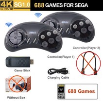 Sega Genesis ru 게임 스틱용 vilcorn 16비트 무선 콘솔 md mega drive 2용 hdmi 호환 레트로 2700+ dendy tv 게임, 688 상자 없음