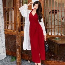 통통 MM 레드 이너 스파이스 목걸이 레이스가디건 투피스 이너 디자인 원피스
