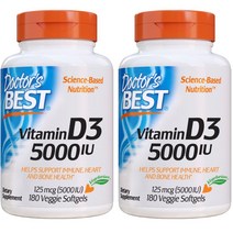닥터스베스트 비타민D3 5000IU 180캡슐 2개, 180정 2통, 180정