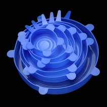 동파방지커버 6Pcs 재사용 가능한 실리콘 뚜껑 스트레치 식품 커버 조정 랩 씰 신선한 유지 주방 조리기구 액세서리, 03 파란, 6개
