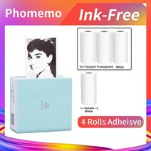 사진인화기 스티커사진기계 스마트폰사진인화기 Phomemo-M02 휴대용 무선 감열식 미니 포켓 프린터 핸드헬, 05 Turquoise-3Types