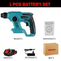 충전 무선 전동 드릴 전기임팩 8600IPM 3600RPM Electric Rotary Hammer Rechargeable Cordless Multifunction Impact, 02 1 Battery EU Plug, 02 1 Battery EU Plug