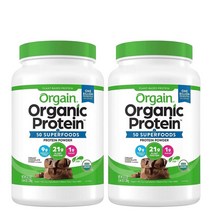 Orgain 올게인 오가닉 프로틴 파우더 (유산균 함유) 초콜릿맛 1.20kg 2병, 2개, 1200g