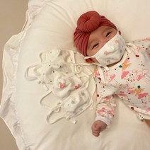오가닉 신생아 유아 마스크 세탁가능 순면 입체형 끈조절가능, S 신생아용 (6-12개월), 러블리