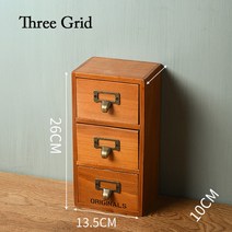 미니약장 약 수납장 서랍장 엔틱가구 약장 약정리함 엔틱 협탁 전통가구 3 격자 서랍 저장 상자 레트로 나, 01 3 Lattice