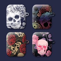 와우박스 주문제작 해골(Skull) 패턴 디자인 에어팟 버즈 무선 이어폰 케이스, 무광 하드케이스, 버즈(밑판 흰색)