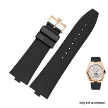 시니어 FKM 불소 고무 시계 밴드 Vacheron Constantin 4500V 7900V VC 스트랩 볼록 마우스 7mm 손목, 05 Black-rosegold_01 24-7mm