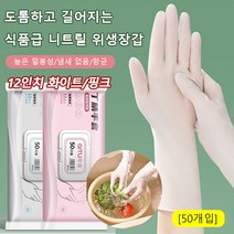 일회용 아크릴 위생장갑 라텍스니트릴장갑 일회용 장갑 비닐장갑 위생비닐장갑, 12인치 화이트 [50개입]*2