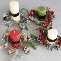 예쁜 크리스마스 캔들링 솔방울 열매장식 조화 리스, 골드