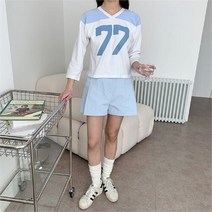 코지일이삼 코지 여자 영국 프레피룩 더블세븐 77 프린팅 긴팔티 (9795067)