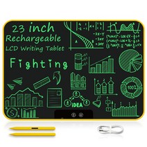 드로잉패드 액정타블렛 웹툰그리기패드 18 23 인치 충전식 LCD 그리기 태블릿 어린이 장난감 그림 도구 전자 쓰기 보드 선물 교육 완구, [08] 23 Single Yellow