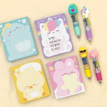 일정문구 3000메모패드+4색볼펜세트ver2 필기 다꾸, 1box_30%할인