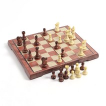앤티크 접이식 자석 체스(31.5X27CM) (브라운+아이보리) 체스게임 체스세트 체스셋트 접이식체스 휴대용체스판 접이식체스판 체스보드 휴대용체스 체스게임셋트