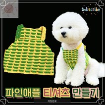 [코바늘 DIY 키트] 강아지 파인애플 티셔츠 만들기, 컬러실2볼(노랑&초록) + 도구세트
