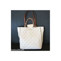 마이클 코어스 하퍼 바닐라 화이트 PVC 체인 컨버터블 NS 토트 핸드백 지갑 레더