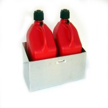 Pit Posse Fuel Jug Holder Rack – Fits 2 5 Gallon Jugs - Aluminum Storage Organizer - Use At Your Sho, 1, Silver