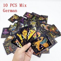 포켓몬 보드 게임 소장용 카드 골드 실버 블랙 10 개 영어 스페인 프랑스어 독일 피카츄 리자몽 뮤츠 Vmax, German black