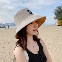 여름페도라햇 썬캡 여성 레쉬 쿨링 모자 야외 얼굴가리는 자외선차단 양면 벙거지 이니셜 자수 승차 2606472040, 베이지컬러