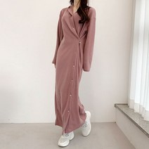 러블리아미에 / 아미에 /기모 단추 랩 롱 후드 셔츠 원피스