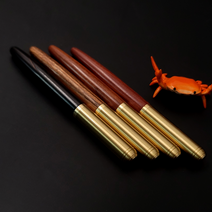 야자컴퍼니 라지사이즈 우드볼펜 황동볼펜 나무 시가형 4색 추가 펜심 제공, 타이거 우드