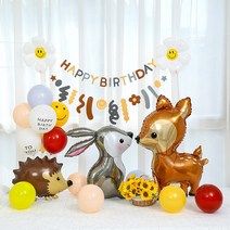 [피앤비유니티]페브릭 데이지 생일 풍선세트 모음, 동물친구 꽃사슴