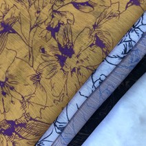 나염 폴리원단 플라워패턴 요루면파자마 의류원단 꽃 원단 소품만들기 패브릭원단 홈패브릭 4종, 요루, 블랙