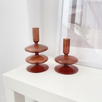 브라운 오브제 타이퍼 캔들홀더 빈티지 유리 화병 엔틱 촛대 감성소품