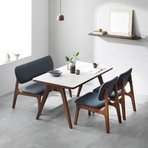 [5만원즉시할인+1만원쿠폰할인]장인가구 칸토르 베이직 세라믹 패밀리 4인 낮은 식탁세트 벤치형, 월넛