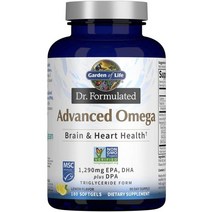 가든오브라이프 닥터 포뮬레이티드 어드밴스드 오메가 EPA DHA 1290mg 플러스 DPA 레몬 소프트젤, 180개입, 1개, 180정