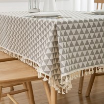 식탁보 직물면 린넨 체크 무늬 티 테이블 테이블 매트, 140 X200cm, 회색 삼각형 (술)
