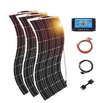 [해외] 태양 전지 패널 키트 완전한 12V 300W 자동차 RV 보트 캠핑카 배터리 5V 핸드폰 충전기 태양광 시스템 단결정 1000w 220v, 협력사, 450w 흰색 키트