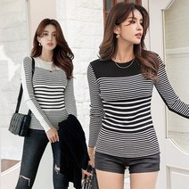 [나크21] 세련된 스트라이프 S라인 배색 니트 NK11-T-49