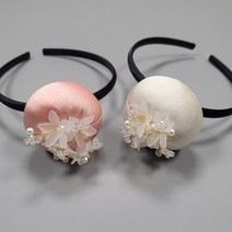 12번 한복머리띠 진주 투명꽃 아동 여아 유아 공주 한복 머리띠 한복머리장식 배씨댕기 배씨머리띠