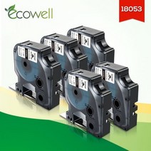 Ecowell 5pcs 18053 산업용 열 수축 튜브 라벨 카트리지 9mm 호환 Dymo Rhino 라벨 프린터 6000 3000 4200 5200, 01 5pcs