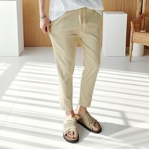 로니제이 남자 린넨 마 스판 9부 여름 데일리 밴딩 슬랙스