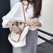 {백백이나라}여성 숄더백 빅사즈 캔버스 가방 가변운 토트백 에코백 대학생 캔버스 백 3color