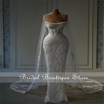 이브닝드레스 빅사이즈 웨딩 피로연 럭셔리 스파클 진주 인어 드레스 2023 케이프, 금+4