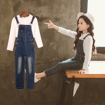 크리스탈하우스 주니어 프릴블라우스 청멜빵바지 세트복 [572]