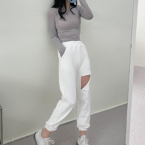 투디 로카 허리밴딩 컷팅 트임 포인트 조거 트레이닝 팬츠