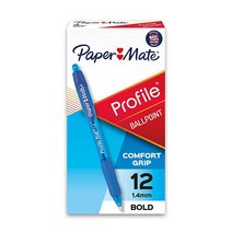 페이퍼메이트 프로필 리트랙터블 펜 굵은 포인트 블루 12개, Pens