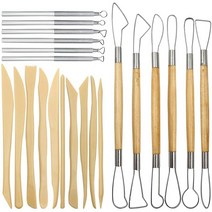 도자기 점토 조각 도구 22Pcs 나무 손잡이 및 금속 스크레이퍼 플라스틱 쉐이핑