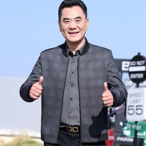 파파 봄 코트 중년 남성 얇은 야구 칼라 재킷 고급 캐주얼 체크 상의