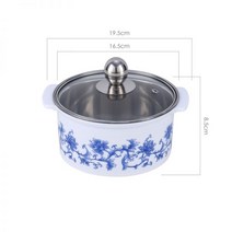 꼬치어묵탕냄비 캠핑오뎅냄비 스텐 인덕션 팬 자주 주물, 흰 贴블루 꽃 16CM涮涮锅