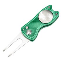 팝업 버튼 골프 훈련 골프 디봇 수리를위한 Green Fork Magnetic Golf Ball 마커 도구를 넣는 골프 피치 포크, 녹색