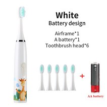 건강치아 어린이 전동 칫솔 만화 패턴 교체 치아 브러쉬 헤드 초음파, Battery Type 6 Head