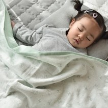 디케이홈 아기 거즈이불 4중거즈 투톤 블랭킷 담요, 그린 엘리펀트